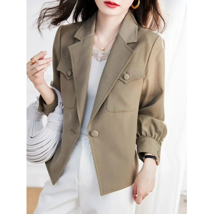 Khaki ort Coat Jaet Women's New Sle Thin Casual Spring Autumn Faion Top Thin Seven Sve Lantern Sve One Button P...
Khaki ort Coat Jaet Women's New Sle Thin Casual Spring Autumn Faion Top Thin Seven Sve Lantern Sve One Button P...
