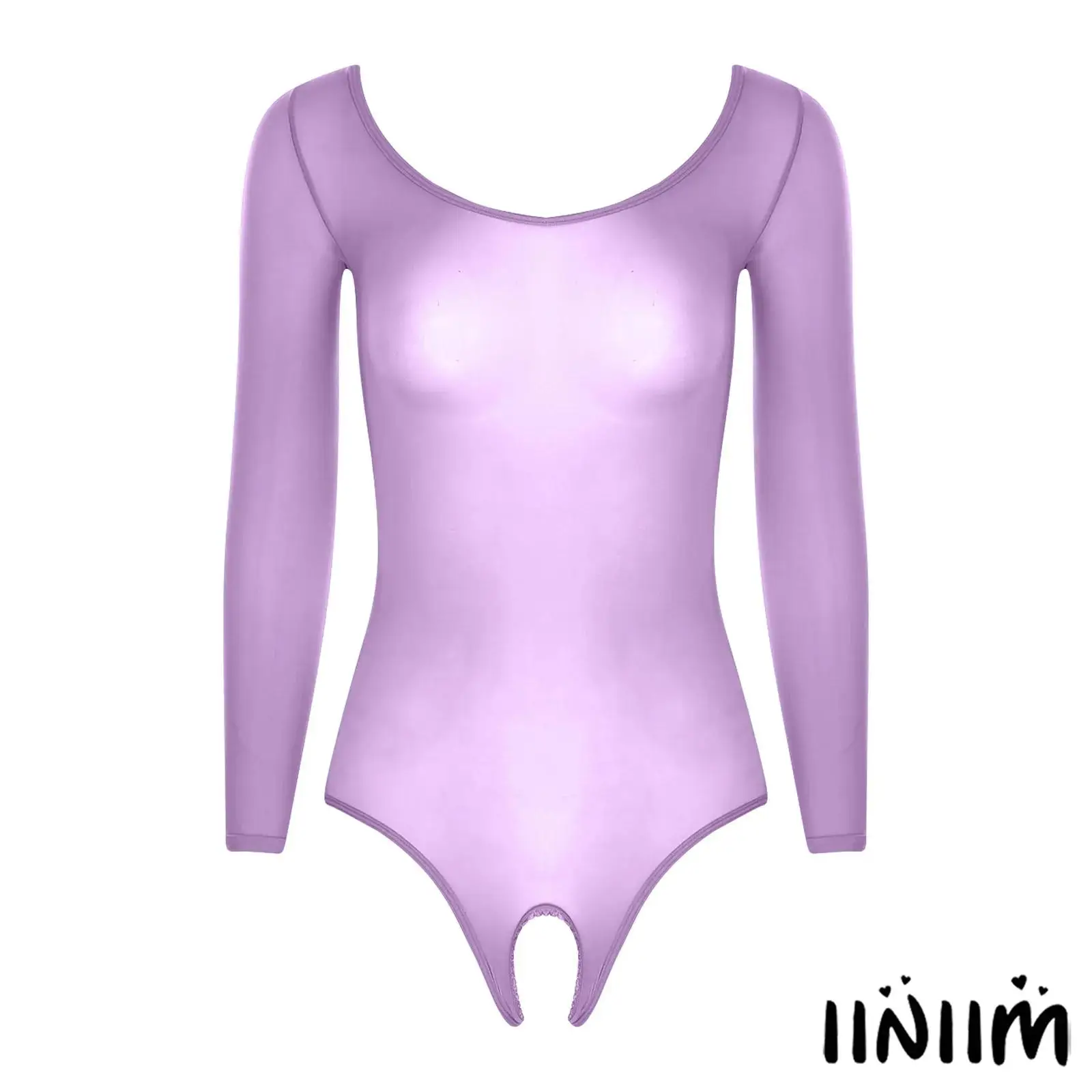 Womens Nightclub Bodysuit Hollow Out Crotch Design Crew Neck Long Sleeve Glossy Leotard Jumpsuit for Swimwear and Poolside Party
Womens Nightclub Bodysuit Hollow Out Crotch Design Crew Neck Long Sleeve Glossy Leotard Jumpsuit for Swimwear and Poolside Party