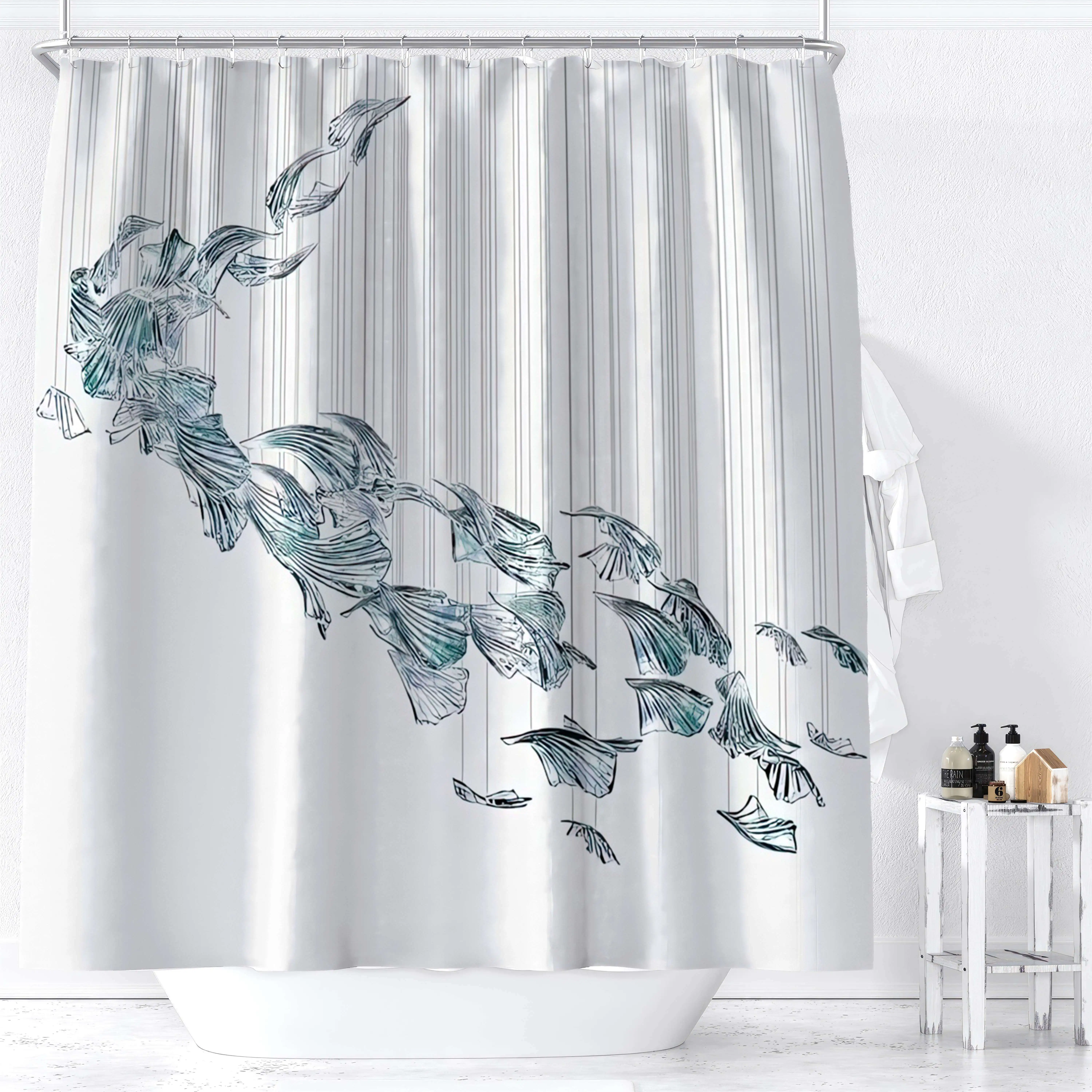Modern Minimalist Fish Shower Curtain, Artistic Koi Design, Machine Washable, Includes Hooks, Contemporary Bathroom Decor
Modern Minimalist Fish Shower Curtain, Artistic Koi Design, Machine Washable, Includes Hooks, Contemporary Bathroom Decor