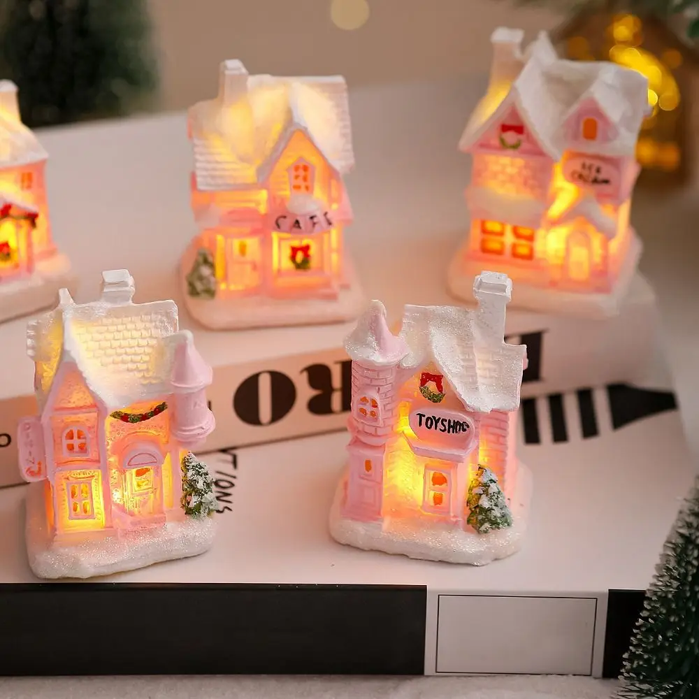 Resin Christmas Glowing Small House Luminous Cute Christmas House Ornament Elegant Pink LED Light Snow House New Year Decoration
Resin Christmas Glowing Small House Luminous Cute Christmas House Ornament Elegant Pink LED Light Snow House New Year Decoration