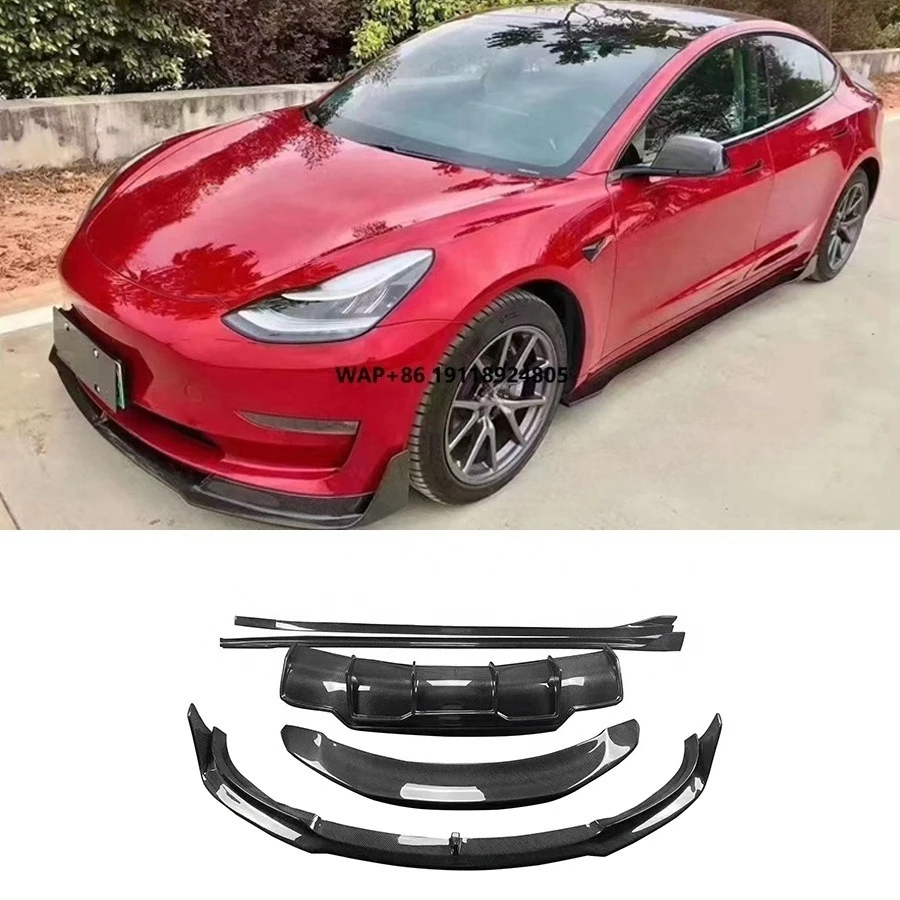Real Carbon Fiber Front Bumper Lip Side Skirt Rear Diffuser Spoiler for Model 3 2019-2022 V Style Upgraded Body Kits
Real Carbon Fiber Front Bumper Lip Side Skirt Rear Diffuser Spoiler for Model 3 2019-2022 V Style Upgraded Body Kits