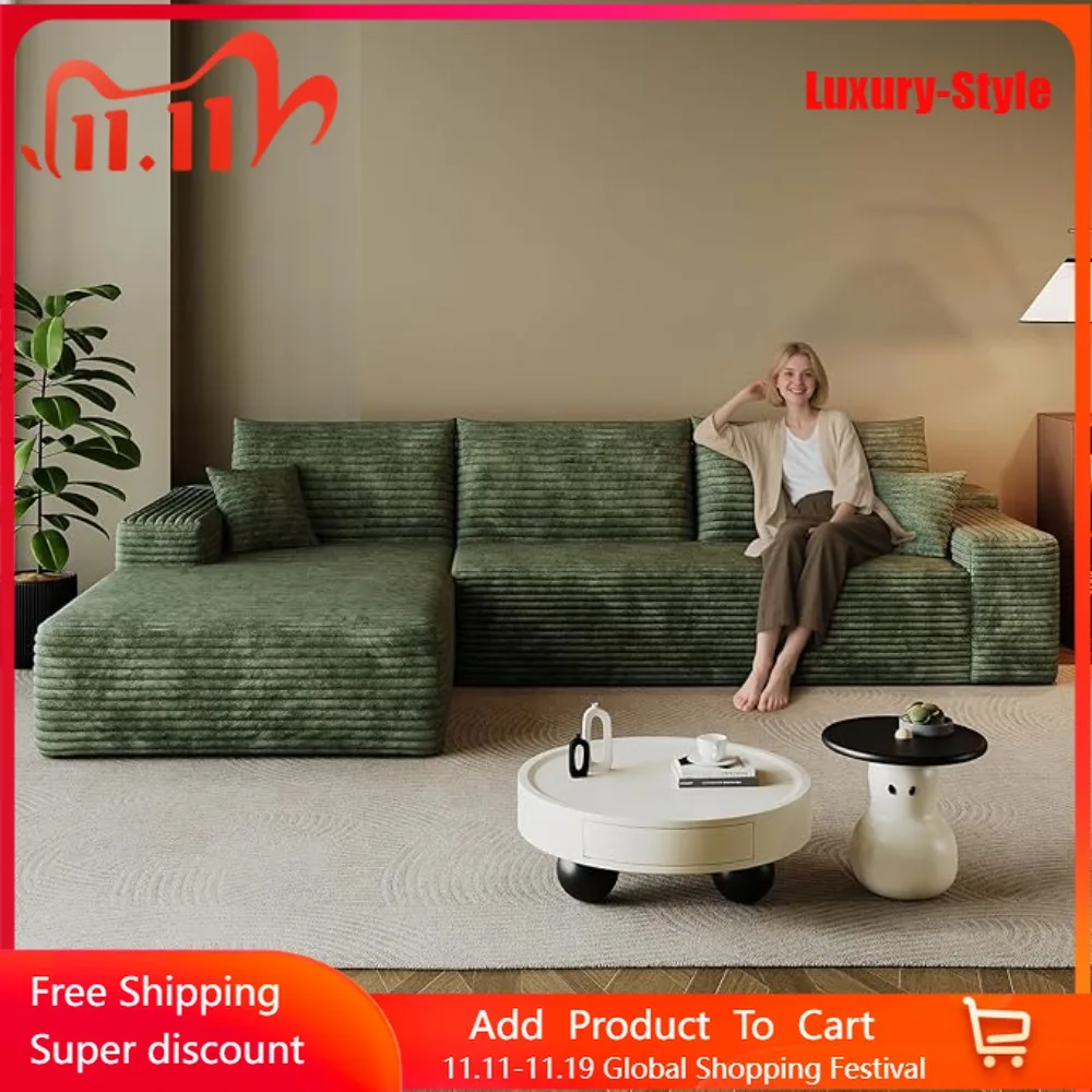 107.7" Boneless Sectional Couch Modern Modular L - Shape Corduroy Upholstered Sofa for Living Room - Deep Seat with Chaise
107.7" Boneless Sectional Couch Modern Modular L - Shape Corduroy Upholstered Sofa for Living Room - Deep Seat with Chaise