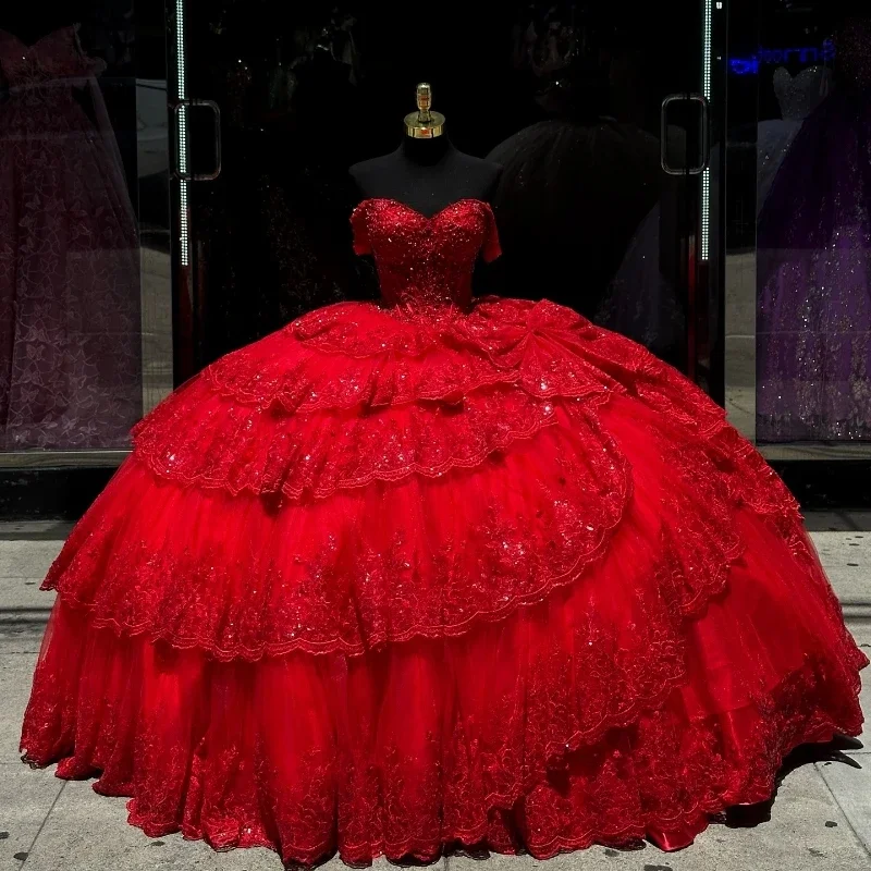 ANGELSBRIDEP Sparkly Tulle Red Ball Gown Quinceanera Dresses Sweet 16 Year Girls Tiered Vestidos De Fiesta Birthday Party Dress
ANGELSBRIDEP Sparkly Tulle Red Ball Gown Quinceanera Dresses Sweet 16 Year Girls Tiered Vestidos De Fiesta Birthday Party Dress