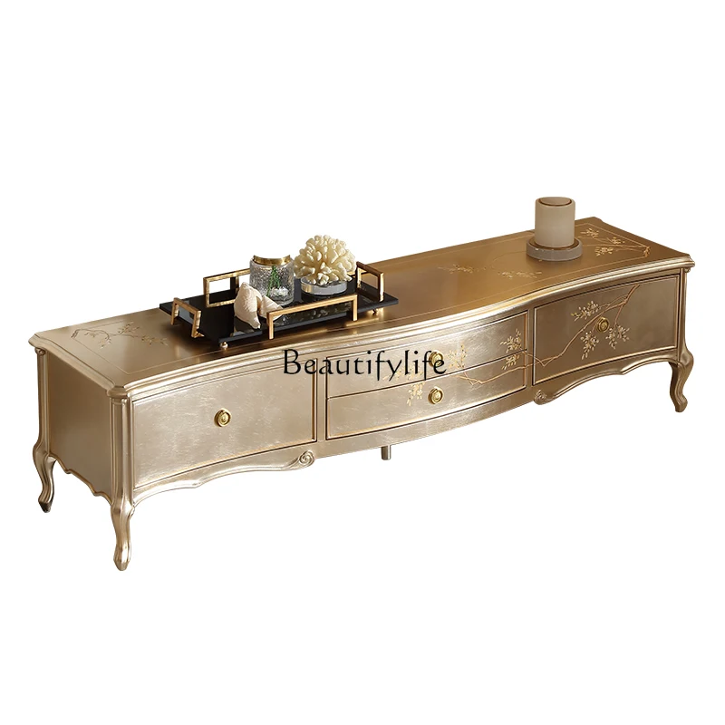 High-end French light luxury solid wood TV cabinet retro painted storage side cabinet
High-end French light luxury solid wood TV cabinet retro painted storage side cabinet