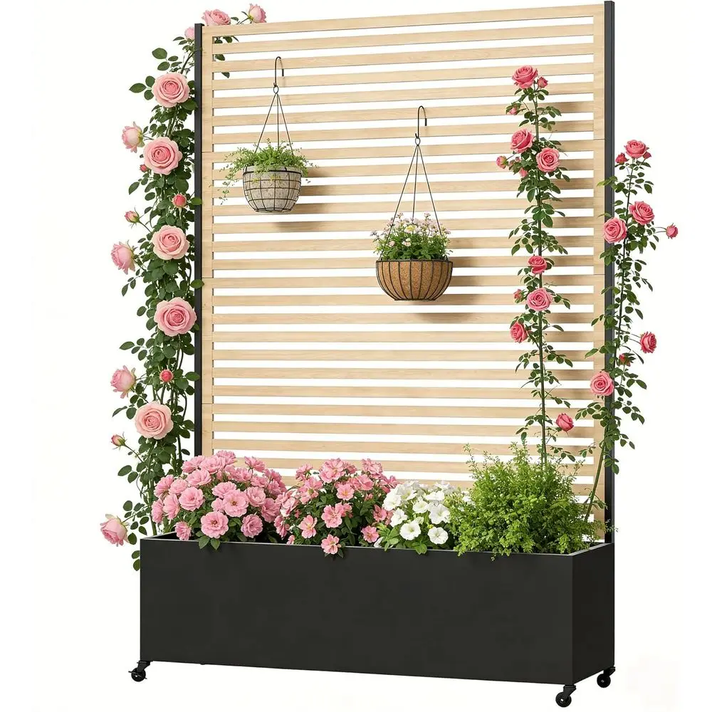 Tall Outdoor Metal Planter with Trellis, 73 Standing Box on Wheels, Ideal for AC Covers, Patio Privacy, and Plant Displays
Tall Outdoor Metal Planter with Trellis, 73 Standing Box on Wheels, Ideal for AC Covers, Patio Privacy, and Plant Displays
