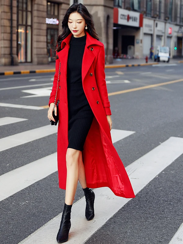 Red Long Woolen Coat Women's Slim Fit Knee-Length Faionable ular Outerwear Thiened Long Sve Suit Sle Double Button
Red Long Woolen Coat Women's Slim Fit Knee-Length Faionable ular Outerwear Thiened Long Sve Suit Sle Double Button
