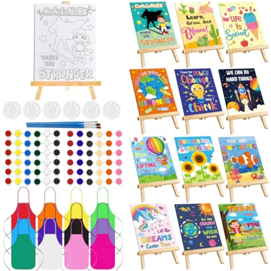 12 Set Paint Party Set 8 x 10 Sip and Paint Kit Include 12 Printed Pre Drawn Canvas Panel, Wooden Easels, Palettes, Pots, Apron
12 Set Paint Party Set 8 x 10 Sip and Paint Kit Include 12 Printed Pre Drawn Canvas Panel, Wooden Easels, Palettes, Pots, Apron