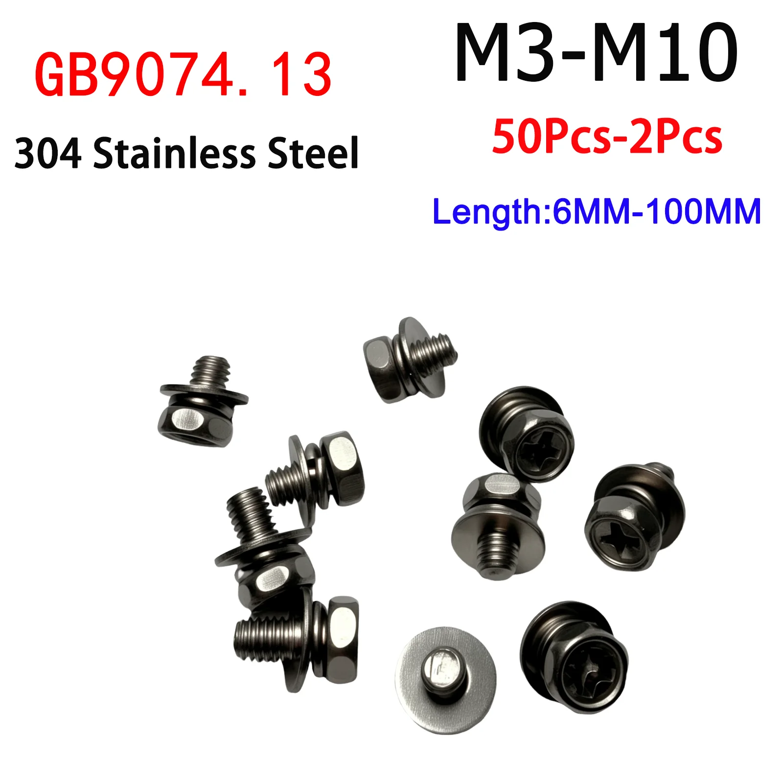 2-50Pcs 304 Stainless Steel Metric Three Combination Threa Cross recessed Hex Head with Washer Sem Screw M3 M4 M5 M6 M8 M10
2-50Pcs 304 Stainless Steel Metric Three Combination Threa Cross recessed Hex Head with Washer Sem Screw M3 M4 M5 M6 M8 M10 