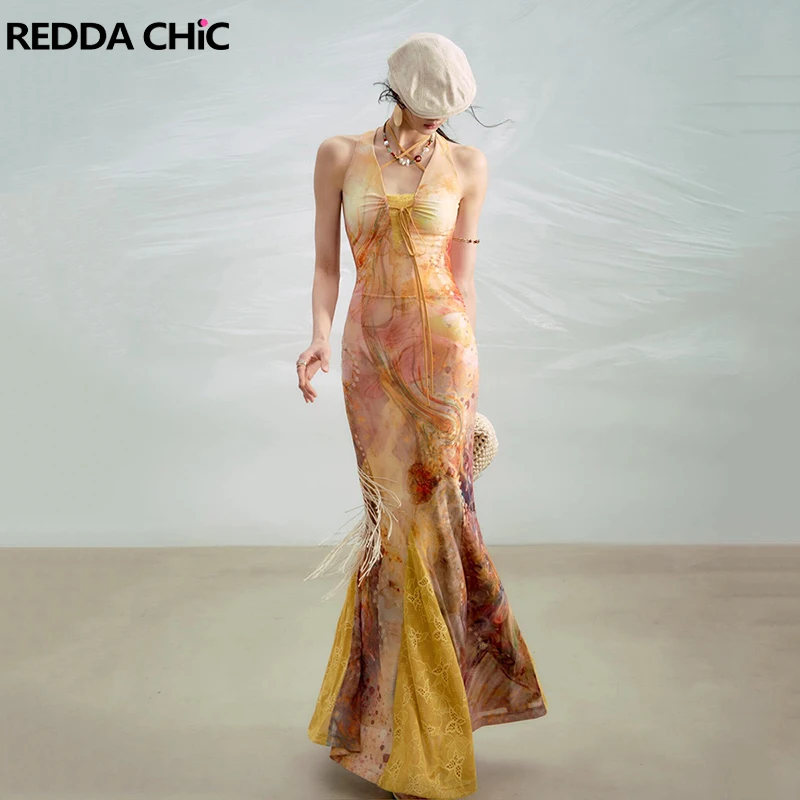 REDDACHiC Women Aesthetic Print Halter Flowy Dress Butterfly Lace Stitch Mesh Sleeveless Bandage Bodycon Dress Summer Beachwear
REDDACHiC Women Aesthetic Print Halter Flowy Dress Butterfly Lace Stitch Mesh Sleeveless Bandage Bodycon Dress Summer Beachwear