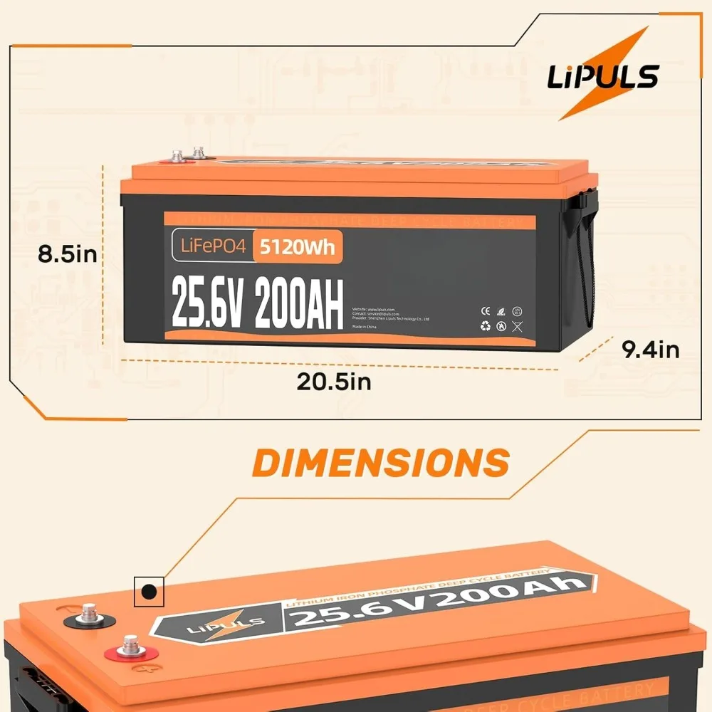 24V 200Ah LiFePO4 Deep Cycle Battery, Built-in 100A BMS, 4000-15000 Cycles & 10 Years Lifetime, 5120Wh Lithium Battery, Custom
24V 200Ah LiFePO4 Deep Cycle Battery, Built-in 100A BMS, 4000-15000 Cycles & 10 Years Lifetime, 5120Wh Lithium Battery, Custom