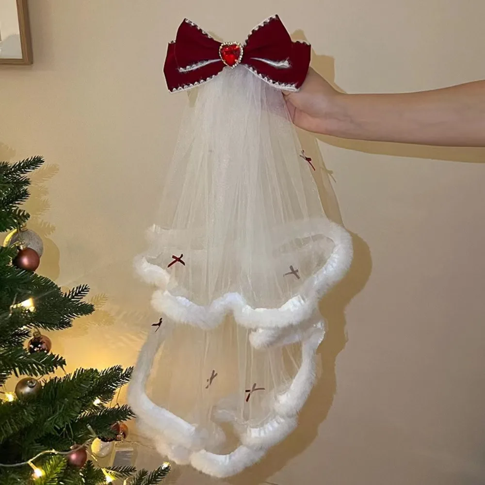 Bowknot Long Velvet Bow Veil Heart Bride's White Headgear Wedding veil Romantic Christmas Hair Accessories Christmas Hair Clip
Bowknot Long Velvet Bow Veil Heart Bride's White Headgear Wedding veil Romantic Christmas Hair Accessories Christmas Hair Clip
