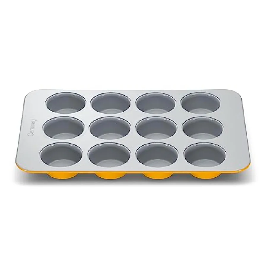 Non-Stick Ceramic 12-Cup Muffin Pan for baking cupcakes and muffins ceramic coating, marigold color, naturally slick, non-toxic
Non-Stick Ceramic 12-Cup Muffin Pan for baking cupcakes and muffins ceramic coating, marigold color, naturally slick, non-toxic