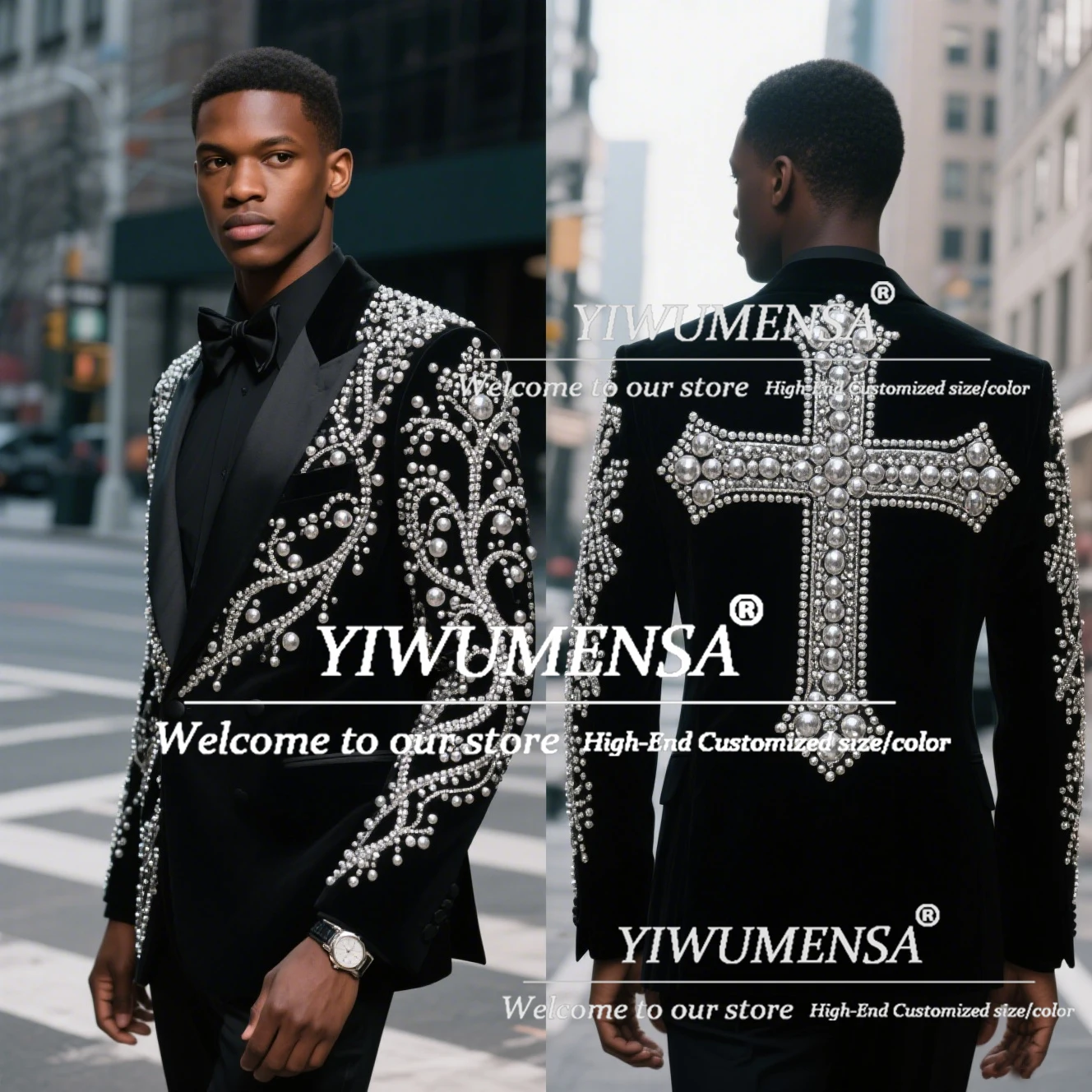 Exclusive Design Pearls Beaded Suits Men 2 Pieces Single Breasted Velvet Blazers Outfits Customized Groom Party Tuxedos Luxury
Exclusive Design Pearls Beaded Suits Men 2 Pieces Single Breasted Velvet Blazers Outfits Customized Groom Party Tuxedos Luxury