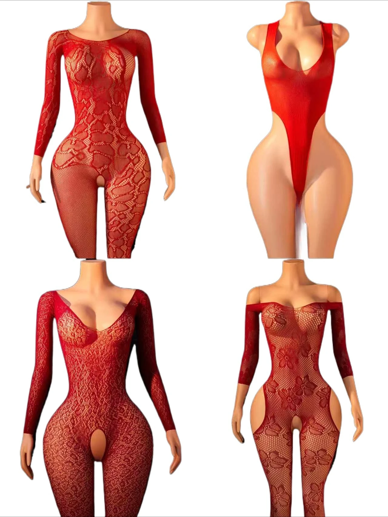 4 Pcs Women's Sexy Lingerie Stretchy Tight-fitting Bodysuit & Dress Sexy See-through Hollow-out Fishnet Babydoll for Night Club
4 Pcs Women's Sexy Lingerie Stretchy Tight-fitting Bodysuit & Dress Sexy See-through Hollow-out Fishnet Babydoll for Night Club