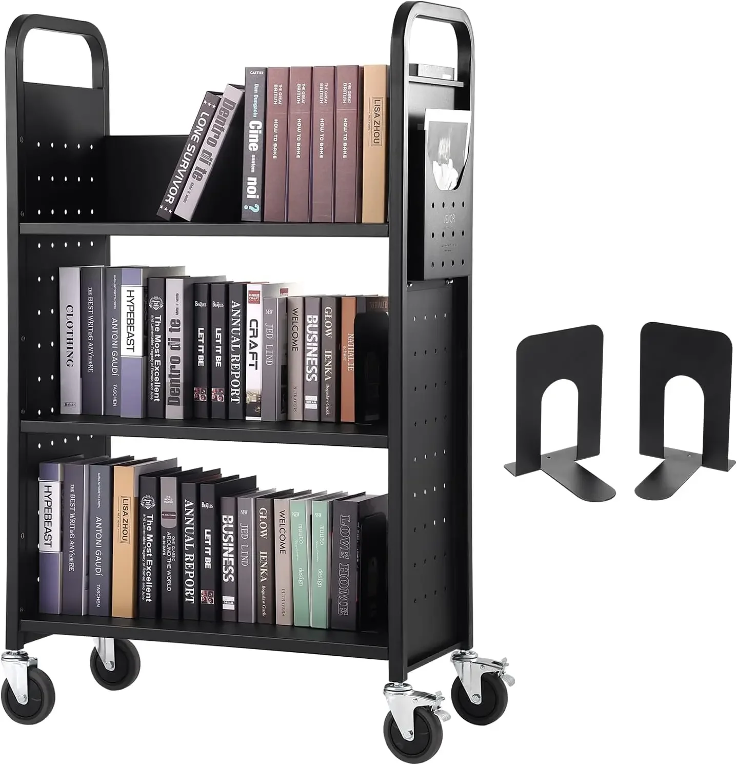 Book Cart, 330 lbs Library Cart, 31.1" x 15.2" x 49.2" Rolling Book Cart, Single Sided L-Shaped Flat Shelves with 4-Inch Lockabl
Book Cart, 330 lbs Library Cart, 31.1" x 15.2" x 49.2" Rolling Book Cart, Single Sided L-Shaped Flat Shelves with 4-Inch Lockabl