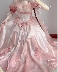 Pink Lolita High Waist Slimming Bow Sweet Girls Op Dress Heavy Industry Trailing Off-shoulder Banquet Princess Dresses 2025
Pink Lolita High Waist Slimming Bow Sweet Girls Op Dress Heavy Industry Trailing Off-shoulder Banquet Princess Dresses 2025
