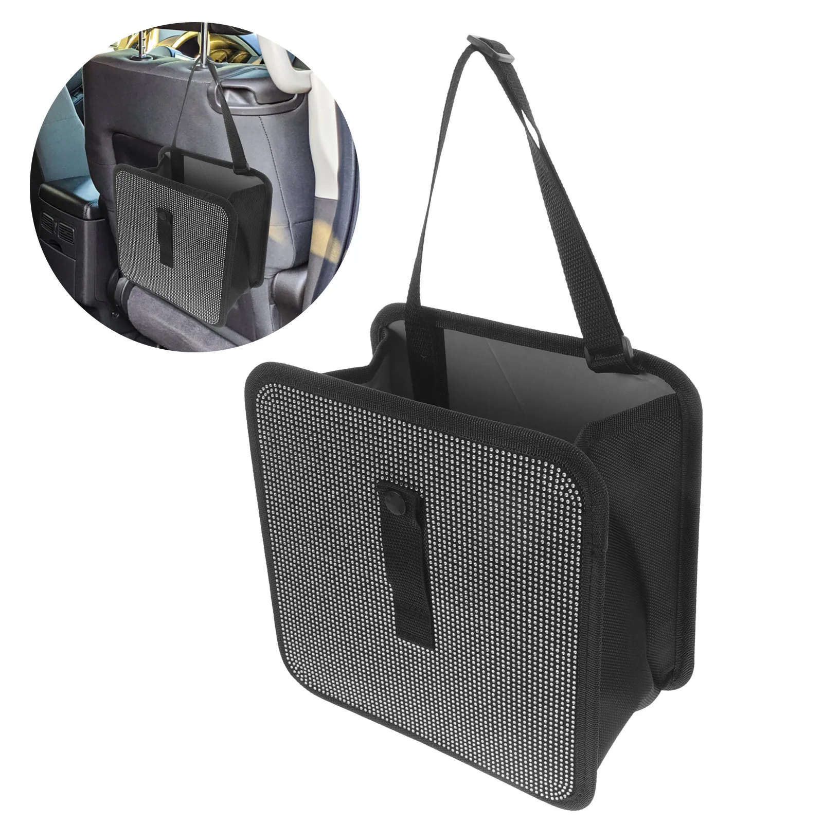Foldable Car Trash Can Rhinestone Decoration Hanging Backseat Organizer Leakproof Storage Holder Car Seat Organizer
Foldable Car Trash Can Rhinestone Decoration Hanging Backseat Organizer Leakproof Storage Holder Car Seat Organizer