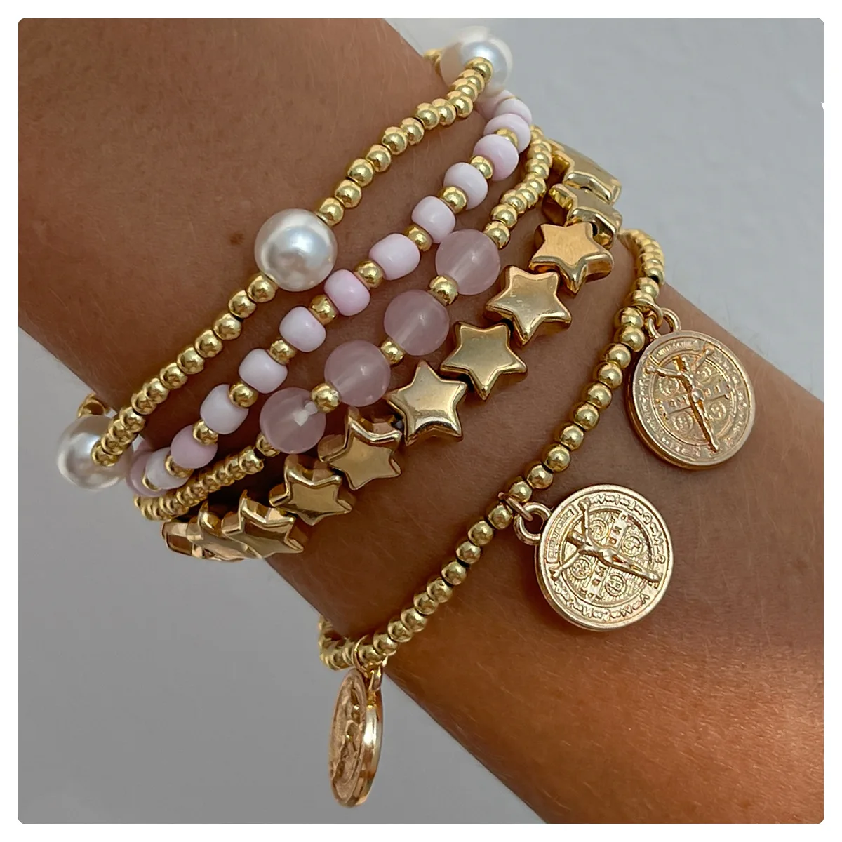 Faionable Star ape Beaded Bracelet Staable Cross-Border Jewelry Vintage Coin Tassel Pearl Imitation Hand Accory
Faionable Star ape Beaded Bracelet Staable Cross-Border Jewelry Vintage Coin Tassel Pearl Imitation Hand Accory