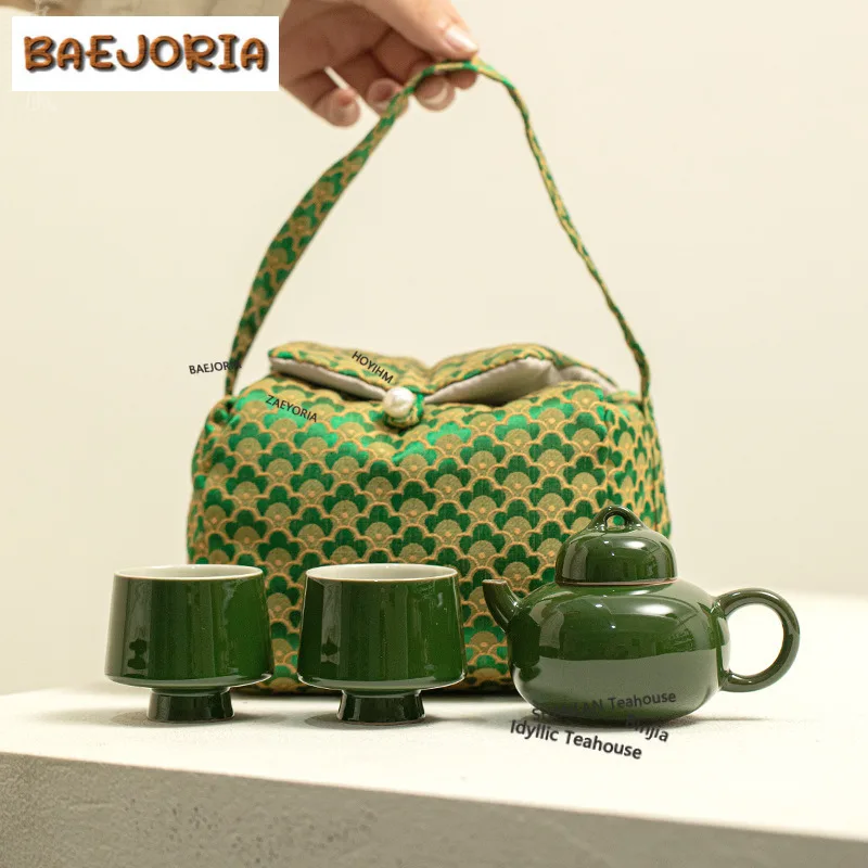 Emerald Green Teapot Travel Tea Set Kit Antique 1 Pot 2 Cups Tea Maker Organizer Portable Camping Handbag Collection Craft Gift
Emerald Green Teapot Travel Tea Set Kit Antique 1 Pot 2 Cups Tea Maker Organizer Portable Camping Handbag Collection Craft Gift