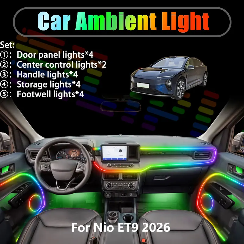 For Nio ET9 2026 2/18 in 1 Car ambient lighting Led trunk interior led lights USB RGB Ensemble Streamer Auto Parts Accessories
For Nio ET9 2026 2/18 in 1 Car ambient lighting Led trunk interior led lights USB RGB Ensemble Streamer Auto Parts Accessories