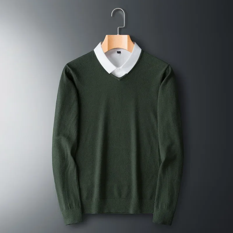 Autumn Cashmere Sweater V-neck Pullovers Men's Loose M-3XL Knitted Bottom Shirt Autumn Winter New Korean Casual Men Sweaters Top
Autumn Cashmere Sweater V-neck Pullovers Men's Loose M-3XL Knitted Bottom Shirt Autumn Winter New Korean Casual Men Sweaters Top