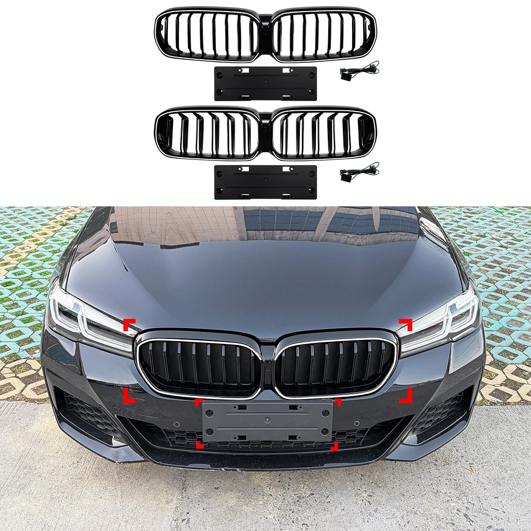 With Light Front Bumper Kidney Grille Racing Grills For BMW 5 Series G30 G31 LCI 2021-2023 Replacement Gloss Black Grilles
With Light Front Bumper Kidney Grille Racing Grills For BMW 5 Series G30 G31 LCI 2021-2023 Replacement Gloss Black Grilles