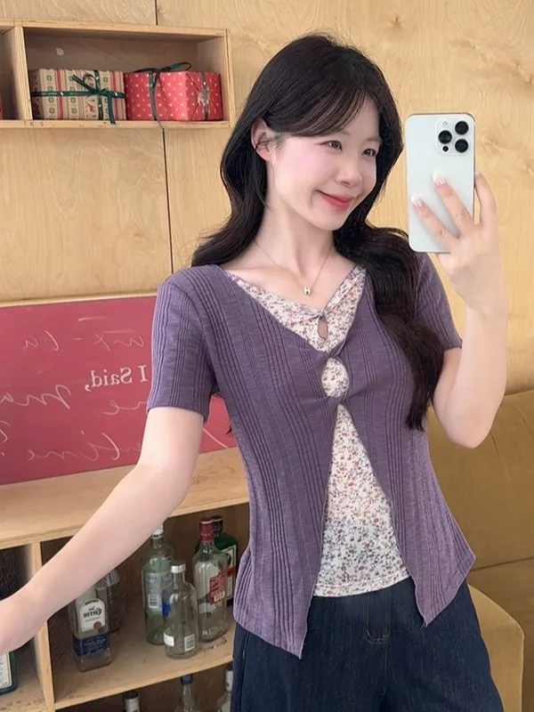 plus Size Floral Patchwork Short Sleeve T-Shirt V-Neck Hollow out Summer New Style Slimming Sweet And Spicy Girl Top
plus Size Floral Patchwork Short Sleeve T-Shirt V-Neck Hollow out Summer New Style Slimming Sweet And Spicy Girl Top