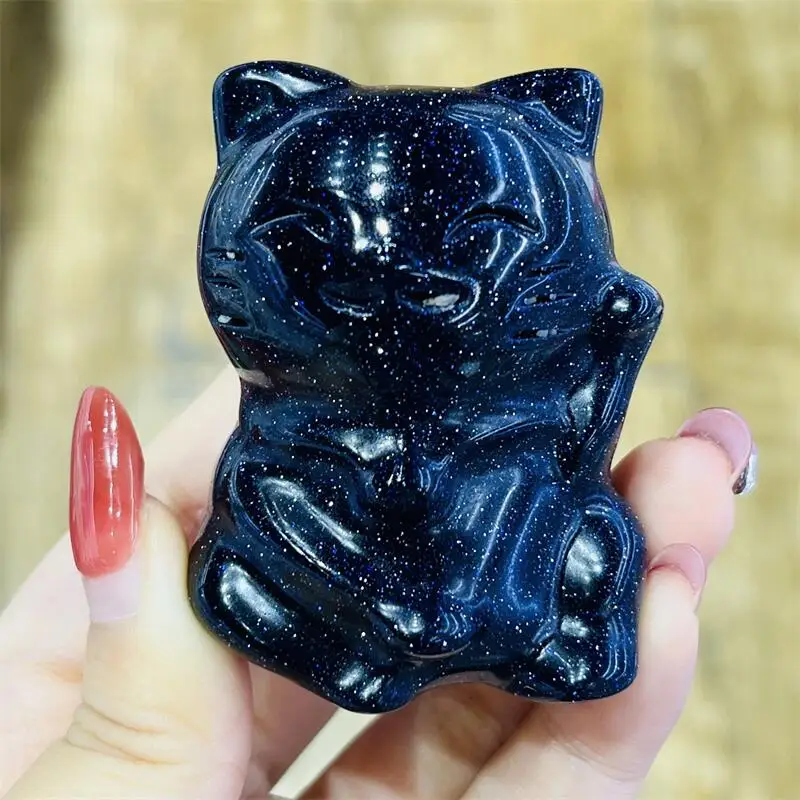 6CM Natural Blue Goldsand Stone Fortune Cat Carving Handmade Polished Animal Powerful Statue For Home Decoration Lucky Gift 1PCS
6CM Natural Blue Goldsand Stone Fortune Cat Carving Handmade Polished Animal Powerful Statue For Home Decoration Lucky Gift 1PCS