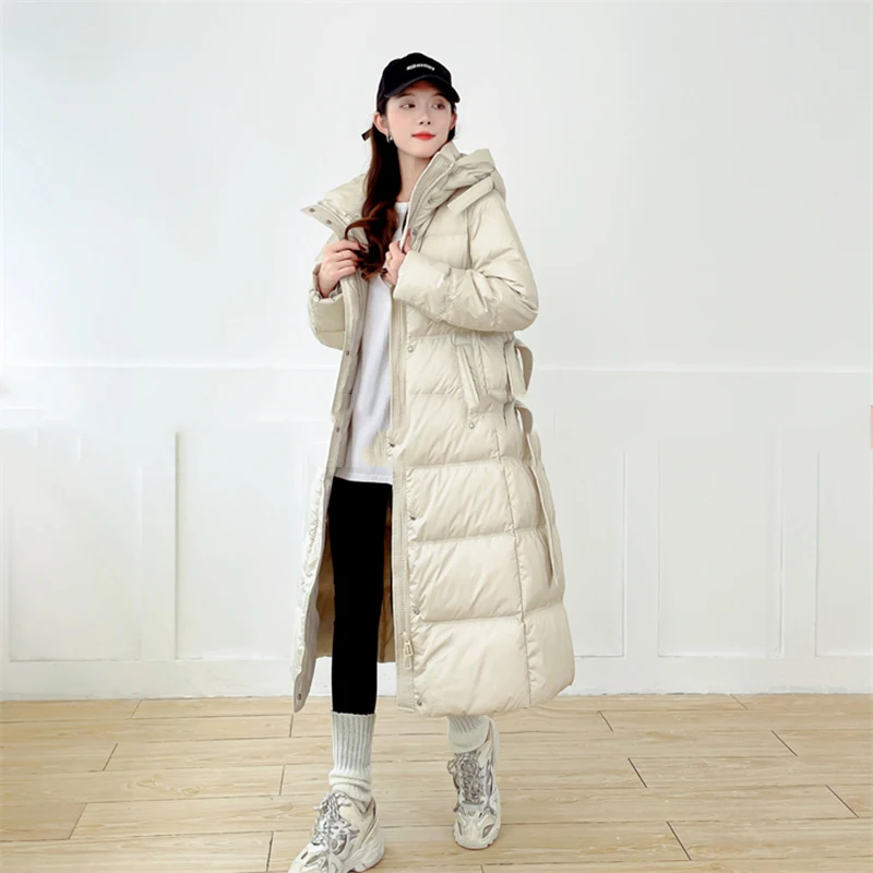 Winter Fashion Casual Hooded Down Jacket Women 90 White Duck Down Warm Parka Overcoat Female Slim Strap Knee Length Down Jackets
Winter Fashion Casual Hooded Down Jacket Women 90 White Duck Down Warm Parka Overcoat Female Slim Strap Knee Length Down Jackets
