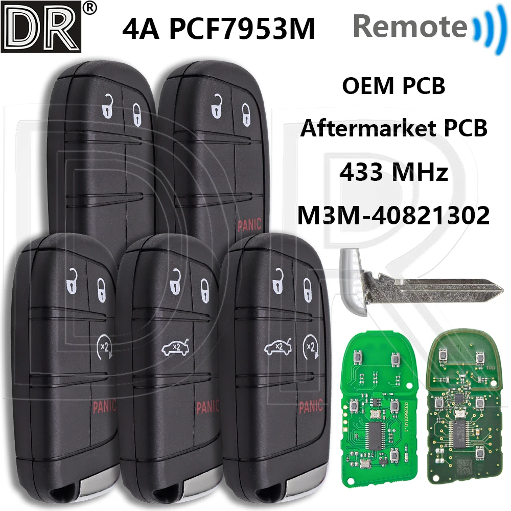 Great 4A PCF7953M 433MHz M3M-40821302 Smart Car Key 68155686AA/AB/AC For Chrysler 200 300 Dodge Charger Challenger 2015-2023
Great 4A PCF7953M 433MHz M3M-40821302 Smart Car Key 68155686AA/AB/AC For Chrysler 200 300 Dodge Charger Challenger 2015-2023