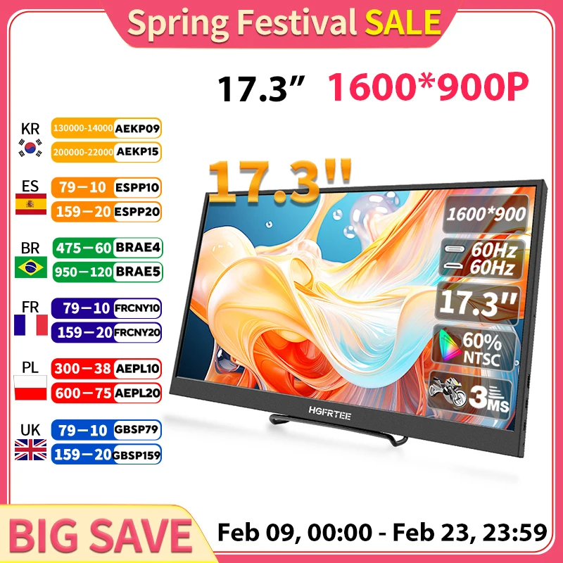 17.3 Inch Mobile Portable Monitor External Screen Game PC Display HDMI-Compatible For Switch Laptop xbox
17.3 Inch Mobile Portable Monitor External Screen Game PC Display HDMI-Compatible For Switch Laptop xbox