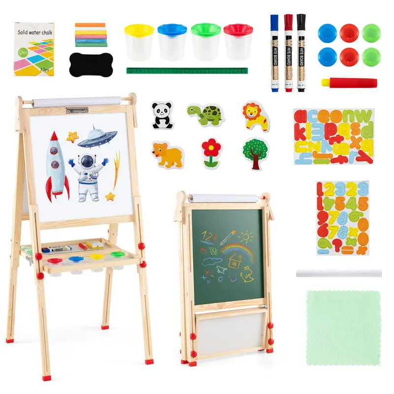 3-in-1 Double-Sided Folding Wooden Kids Art Easel with Paper Roll
3-in-1 Double-Sided Folding Wooden Kids Art Easel with Paper Roll