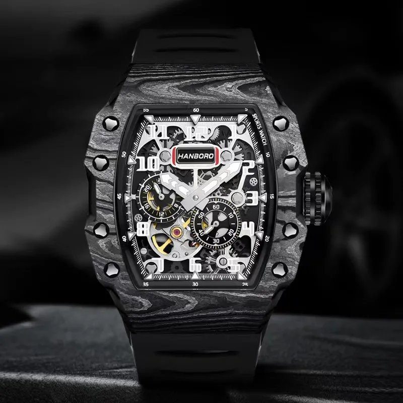 HANBORO New Men Automatic Watch Luxury Elegant Mechanical Wristwatch Luminous Tonneau Waterproof Hollow out Fashion Man watches
HANBORO New Men Automatic Watch Luxury Elegant Mechanical Wristwatch Luminous Tonneau Waterproof Hollow out Fashion Man watches