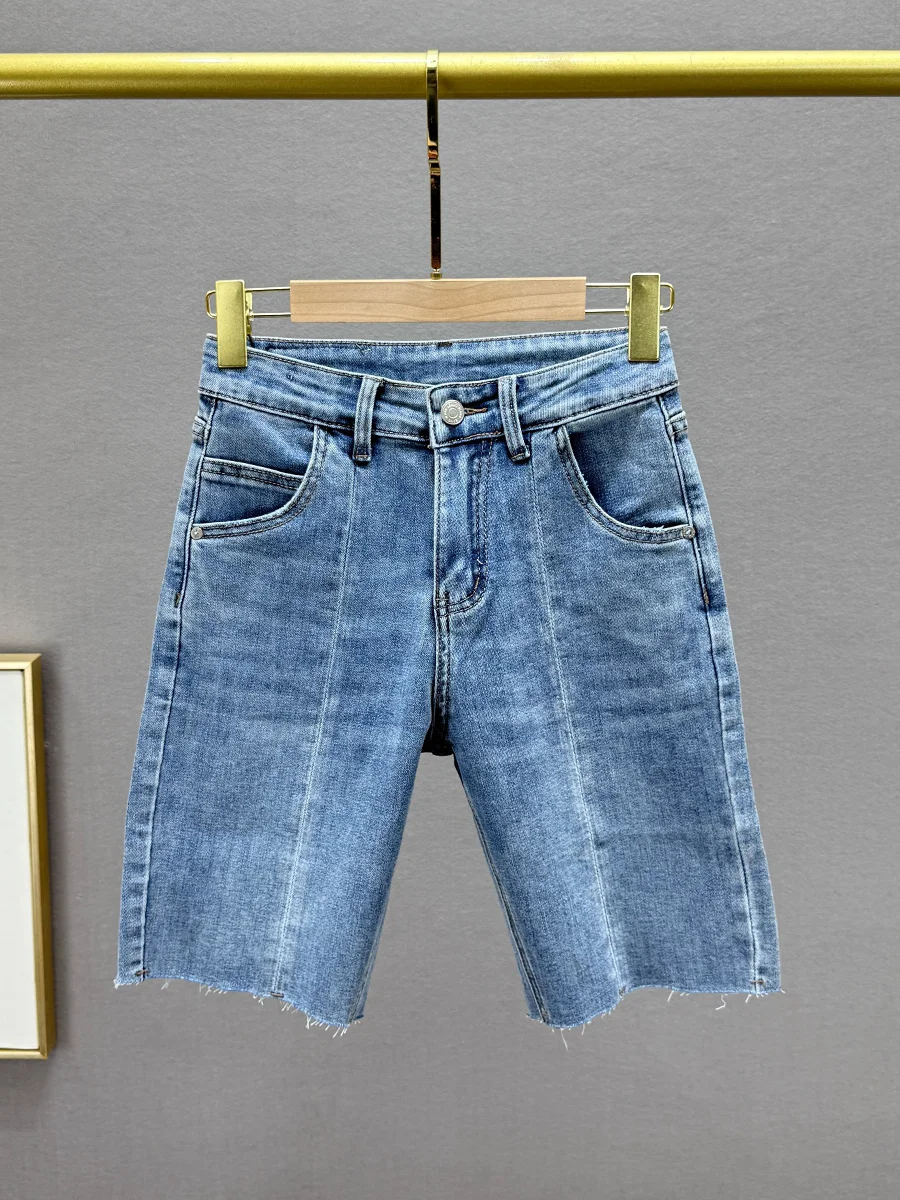 Elastic High Waist Straight Leg Jeans Women's orts Summer New Sle Slimming European Goods Five-Point Pants Pants
Elastic High Waist Straight Leg Jeans Women's orts Summer New Sle Slimming European Goods Five-Point Pants Pants