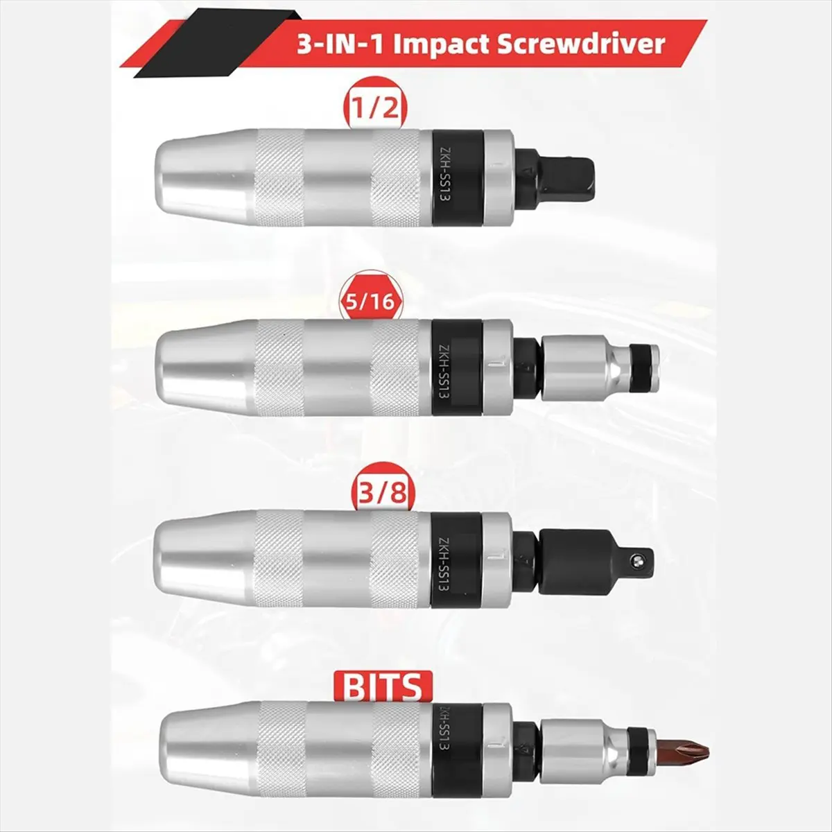 A93G 3/8In Hand Impact Screwdriver, 1/2In Manual Reversible Impact Driver 10 Pcs Steel Slotted, Phillips,Screw Extractor Bit
A93G 3/8In Hand Impact Screwdriver, 1/2In Manual Reversible Impact Driver 10 Pcs Steel Slotted, Phillips,Screw Extractor Bit