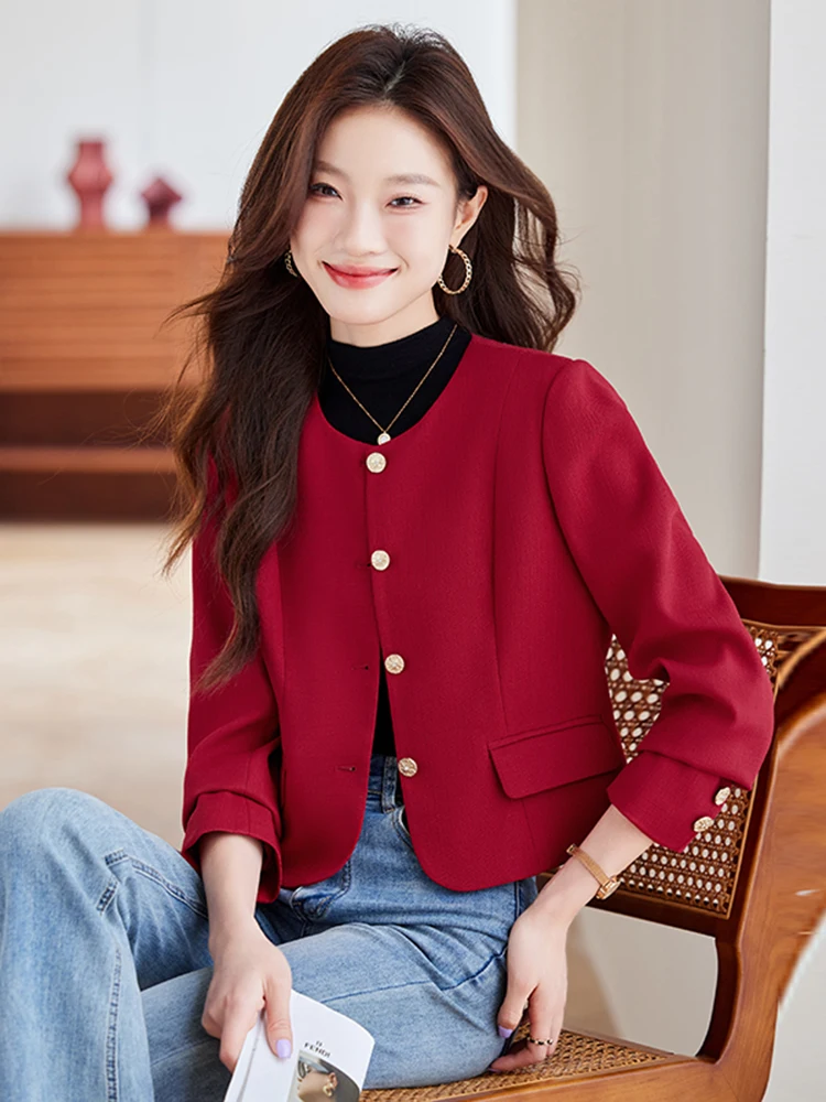 Wine Red Short Suit Jacket Women's Autumn Winter New Style Beautiful Celebrity Fashion Small Size Hot Selling Top Shirt
Wine Red Short Suit Jacket Women's Autumn Winter New Style Beautiful Celebrity Fashion Small Size Hot Selling Top Shirt