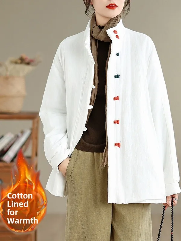Women's Cotton Liner Jacket Warm Stand Collar Tang Costume Coat New Winter Fashion Retro Style Button Detail Loose Fit Coat
Women's Cotton Liner Jacket Warm Stand Collar Tang Costume Coat New Winter Fashion Retro Style Button Detail Loose Fit Coat