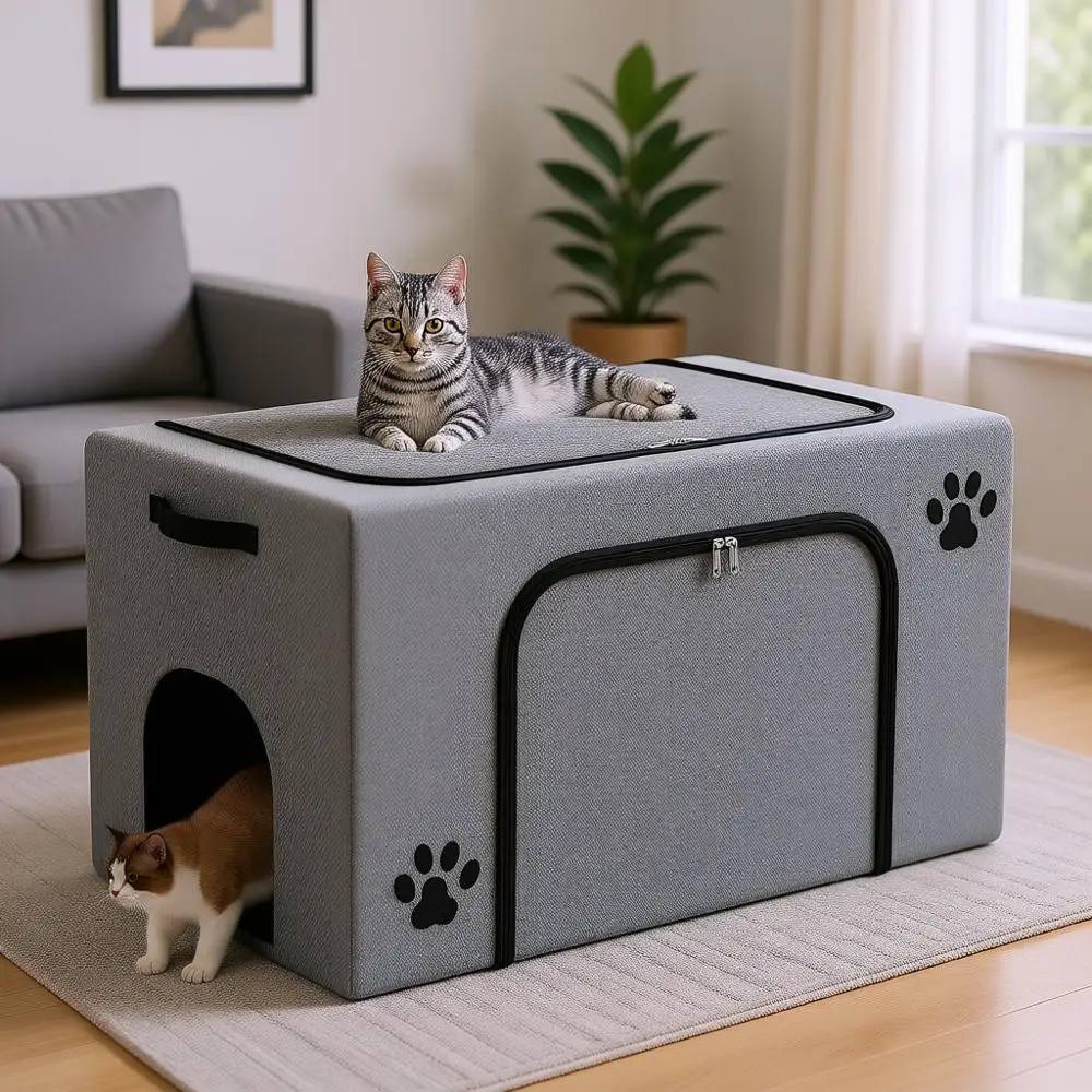 Cat Litter Box Enclosure with Bed, Hidden Litter Tray for Living Room, Bedroom, Corner, Kitten Washroom, Large Pet Litter Box Pe
Cat Litter Box Enclosure with Bed, Hidden Litter Tray for Living Room, Bedroom, Corner, Kitten Washroom, Large Pet Litter Box Pe