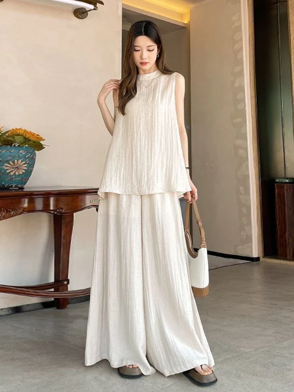 Loose Fashionable Women's Two-Piece Set Sleeveless Vest Wide Leg Pants Korean Style Summer 2025 Casual Wear round Neck
Loose Fashionable Women's Two-Piece Set Sleeveless Vest Wide Leg Pants Korean Style Summer 2025 Casual Wear round Neck