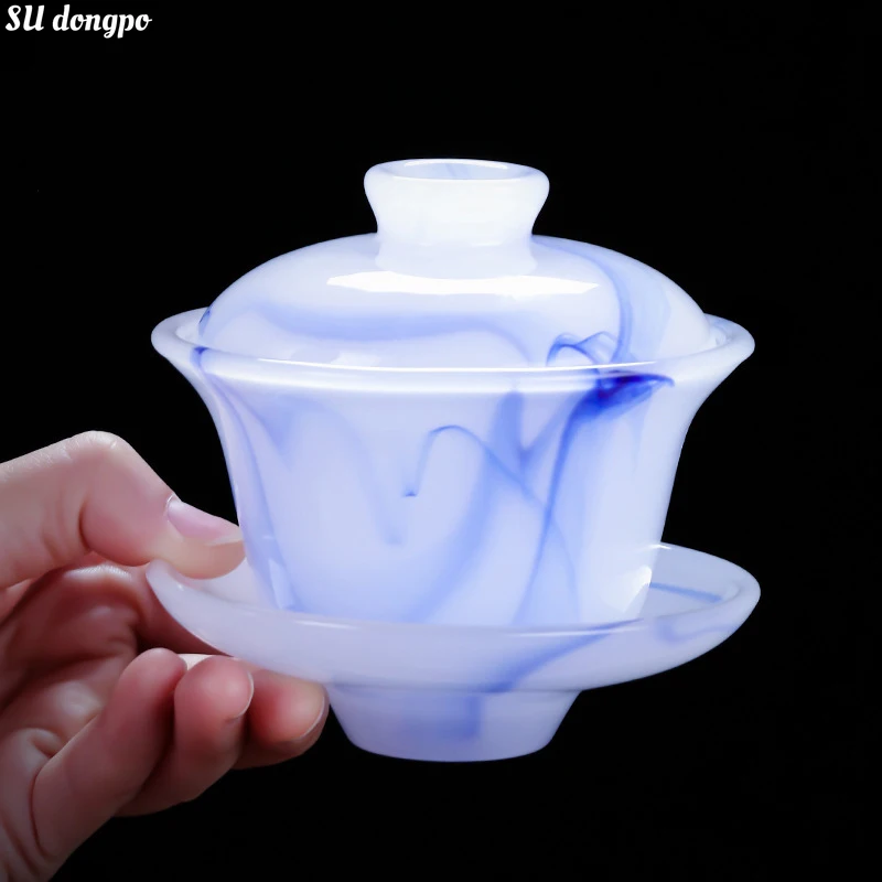 Chinese Sky Blue and White Gaiwan Jade Porcelain Cover Bowl Tea Set Accessories Nice Gifts
Chinese Sky Blue and White Gaiwan Jade Porcelain Cover Bowl Tea Set Accessories Nice Gifts