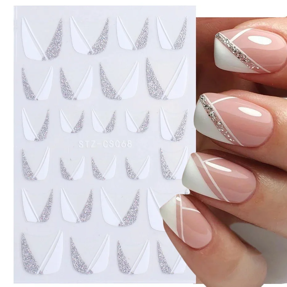 300pcs White/Sliver French nail stickers
300pcs White/Sliver French nail stickers