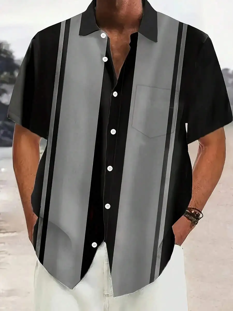 Mens Short Sleeve Button Up Shirt With Vertical Stripes Casual Summer Beach Style
Mens Short Sleeve Button Up Shirt With Vertical Stripes Casual Summer Beach Style