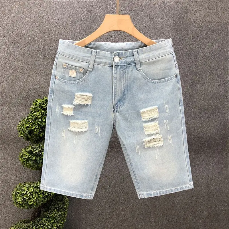 Летние тонкие мужские джинсы-бриджи Slim Fit из корейского хлопка стрейч-деним, модные брендовые повседневные прямые джинсы
Летние тонкие мужские джинсы-бриджи Slim Fit из корейского хлопка стрейч-деним, модные брендовые повседневные прямые джинсы