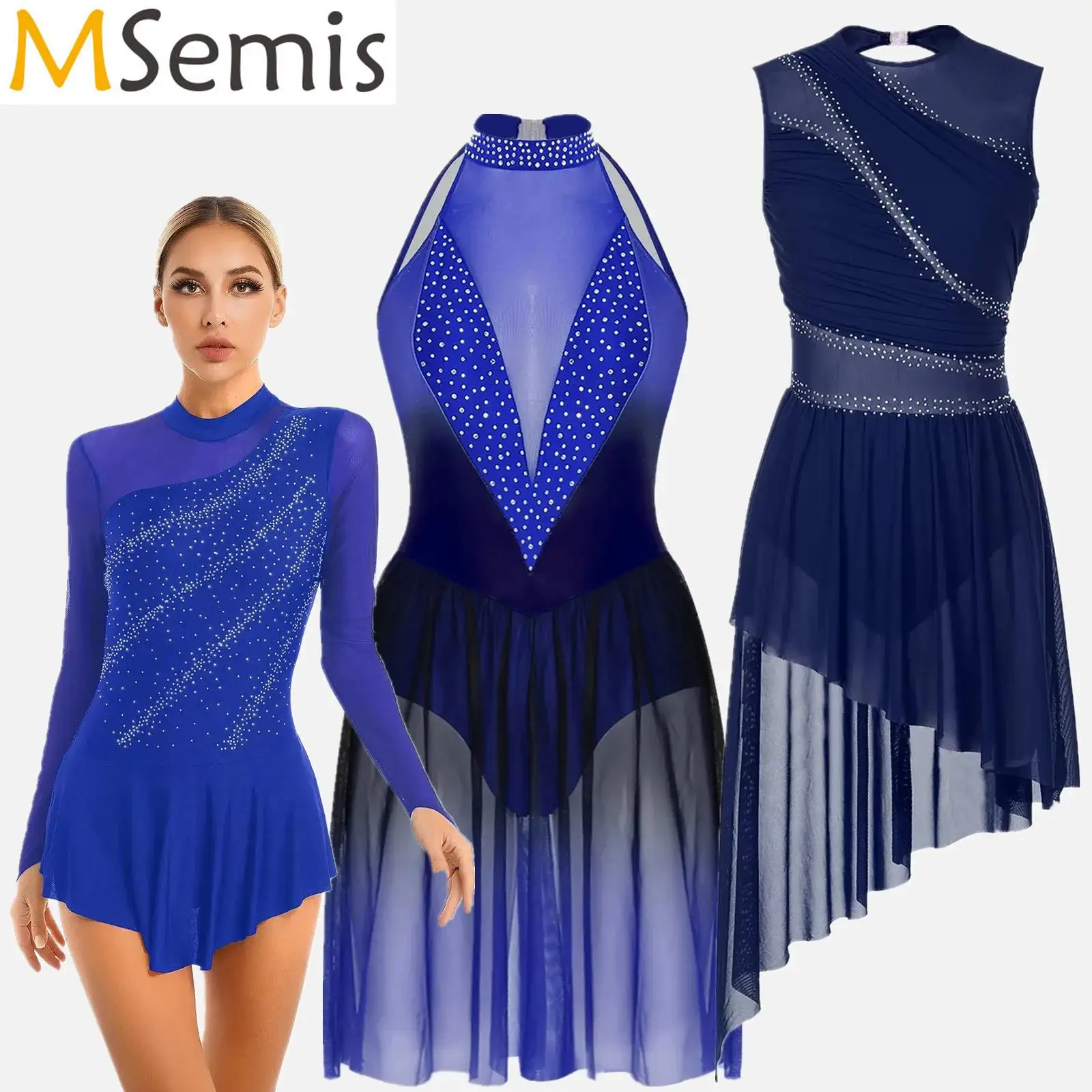 Womens Gymnastics artistic figure skating ballet Lyrical Dance Costume Halter Shiny Rhinestones Gradient Sheer Mesh Dresses
Womens Gymnastics artistic figure skating ballet Lyrical Dance Costume Halter Shiny Rhinestones Gradient Sheer Mesh Dresses