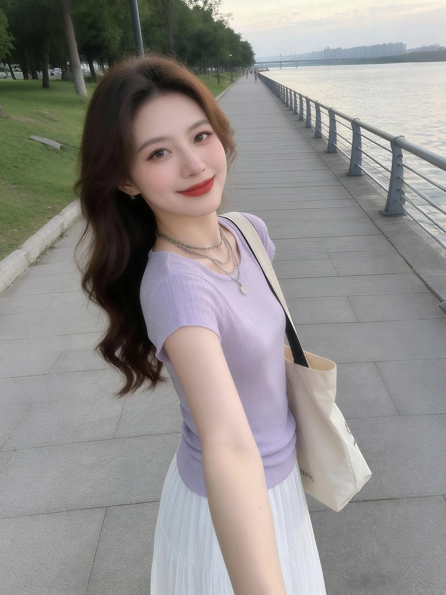 Summer 2026 Stylish Women's Two-Piece Set Purple Drawstring Short Sleeve T-Shirt And White Skirt Fashionable Commute Style
Summer 2026 Stylish Women's Two-Piece Set Purple Drawstring Short Sleeve T-Shirt And White Skirt Fashionable Commute Style