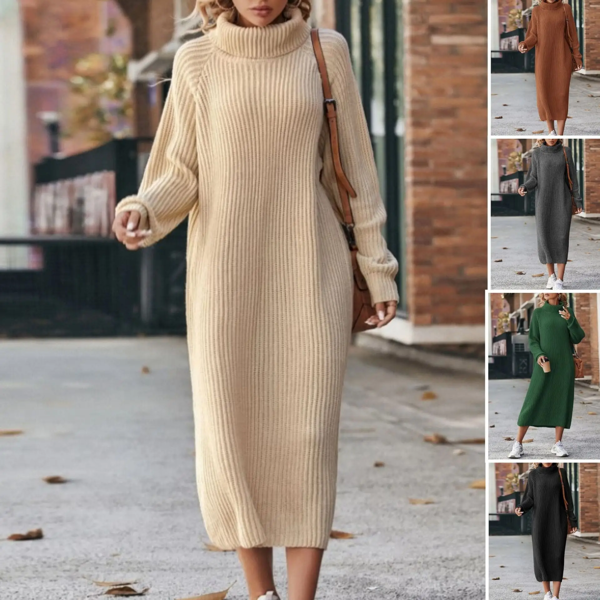 Autumn Winter Elegant Long Sleeve Knitted Dress New Fashion Women Pullover Long Dress Lady Solid Turtleneck Casual Sweater Dress
Autumn Winter Elegant Long Sleeve Knitted Dress New Fashion Women Pullover Long Dress Lady Solid Turtleneck Casual Sweater Dress