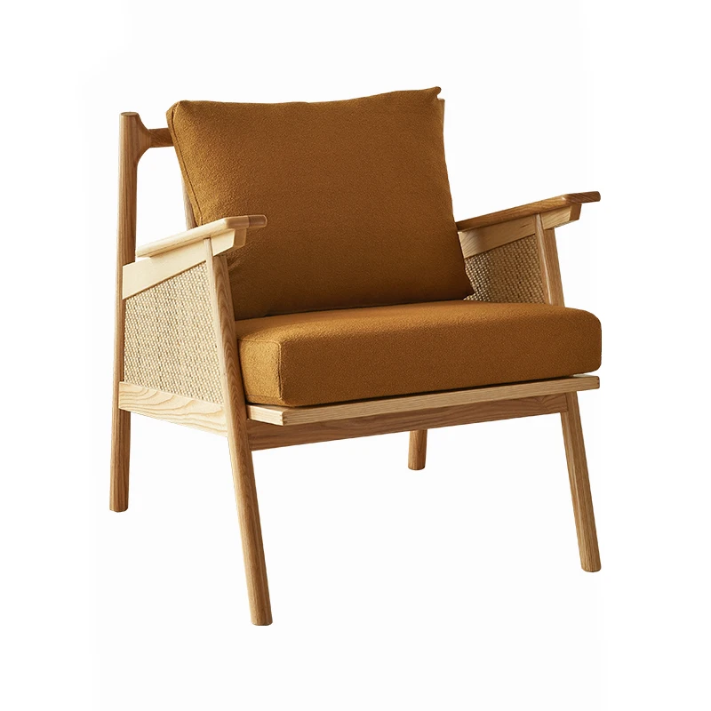 Rattan Single Sofa Chair Solid Wood Balcony Leisure Chair Log Armrest Home Backrest Chair B & B
Rattan Single Sofa Chair Solid Wood Balcony Leisure Chair Log Armrest Home Backrest Chair B & B