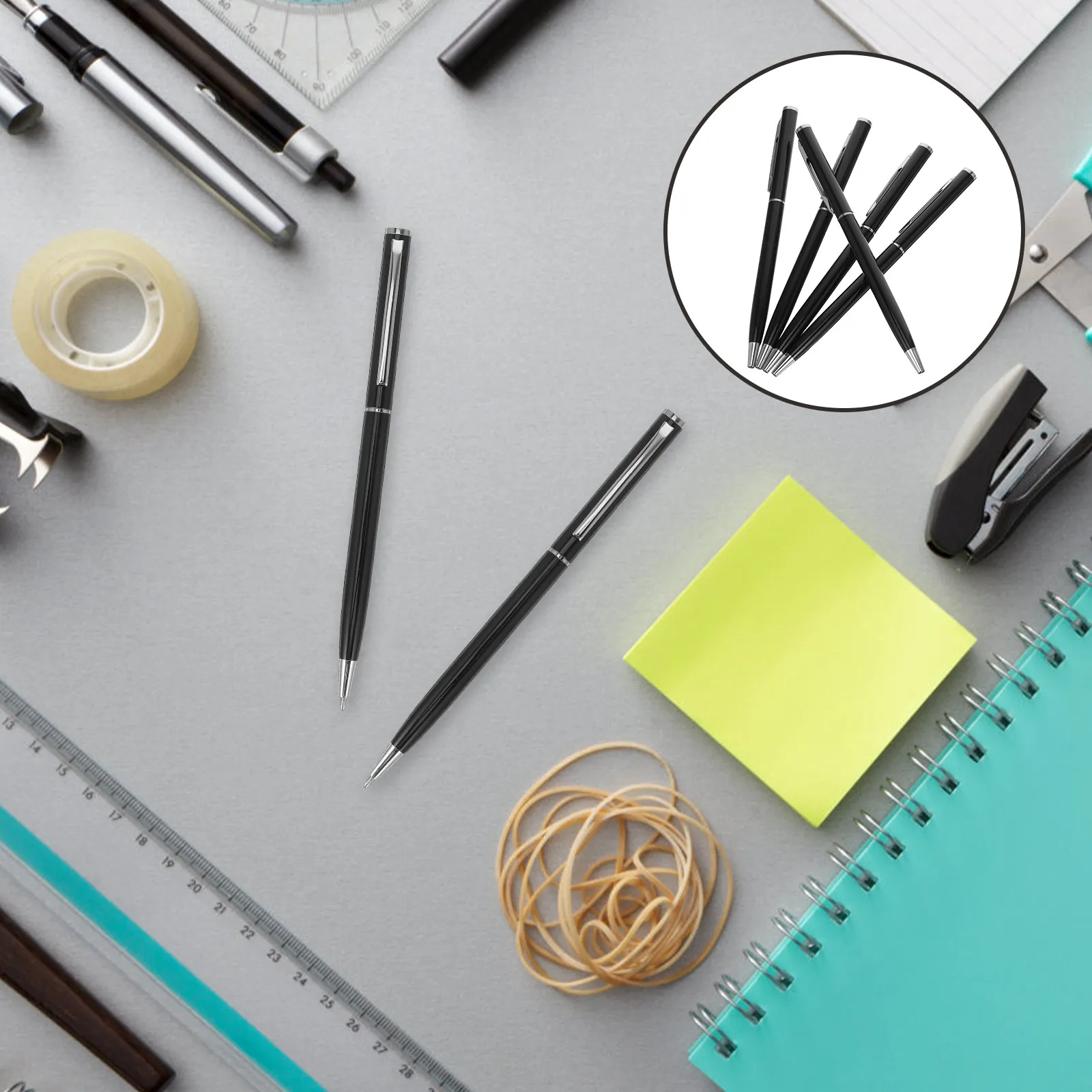 5Pcs Business Rotary Ballpoint Pen Metal Refillable Design Black Finish Smooth Ink Flow Comfort Grip for Office Signature
5Pcs Business Rotary Ballpoint Pen Metal Refillable Design Black Finish Smooth Ink Flow Comfort Grip for Office Signature