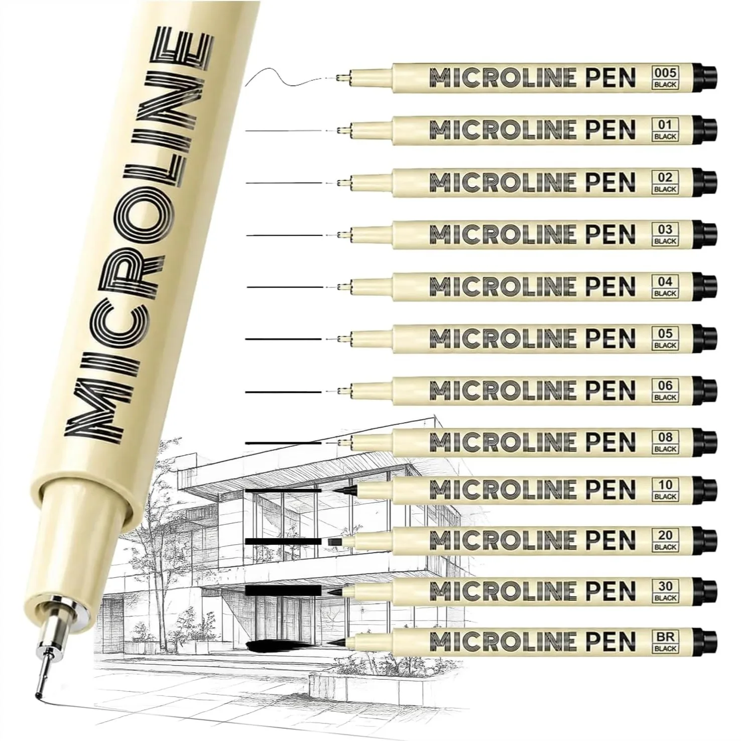Fineliner Pens Set 12 Sizes Black 0.2-3.0mm Plus Brush Tip Ultra Fine Drawing Pens for Artists Sketching Illustration Manga Journaling with Smooth Ink Flow
Fineliner Pens Set 12 Sizes Black 0.2-3.0mm Plus Brush Tip Ultra Fine Drawing Pens for Artists Sketching Illustration Manga Journaling with Smooth Ink Flow