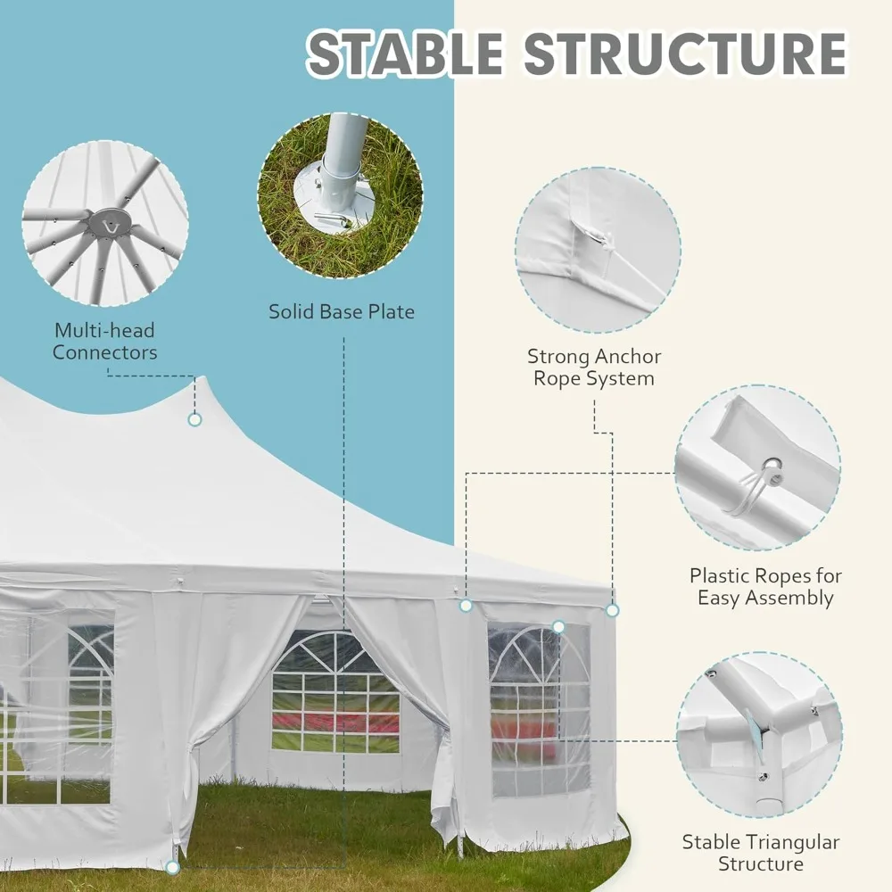 29x23 Ft Party Tent, White Wedding Dodecagonal Heavy-duty Tent with Removable Sidewalls, Customized
29x23 Ft Party Tent, White Wedding Dodecagonal Heavy-duty Tent with Removable Sidewalls, Customized